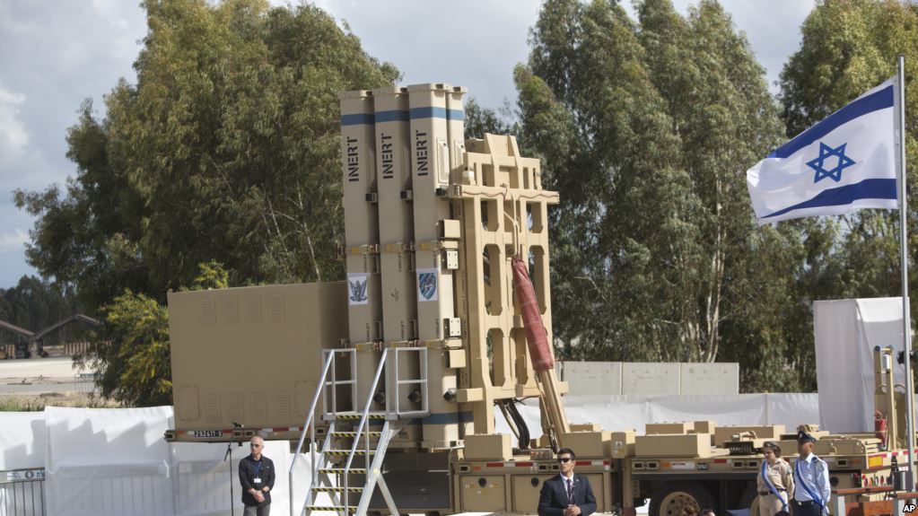 The David's Sling Air Defense System is seen during a ceremony inaugurating a joint U.S.-Israeli missile interceptor at the Hatzor Air Base, Israel, April 2, 2017.