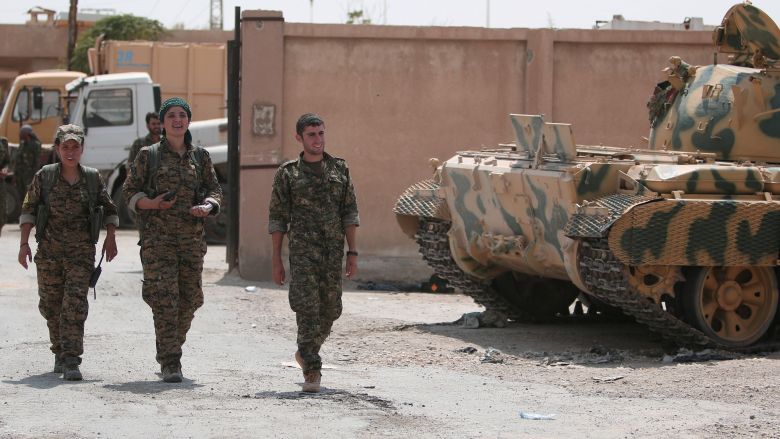 Manbij, a mixed Arab and Kurdish town with a population of nearly 400,000, was liberated from Islamic State in 2016 by predominantly Kurdish forces of Syrian Democratic Forces SDF, backed by US-led coalition against ISIS 
