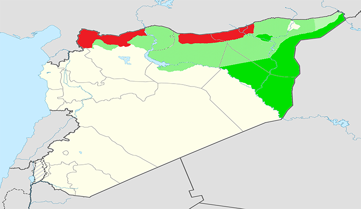 خريطة الإدارة الذاتية في شمال شرق سوريا