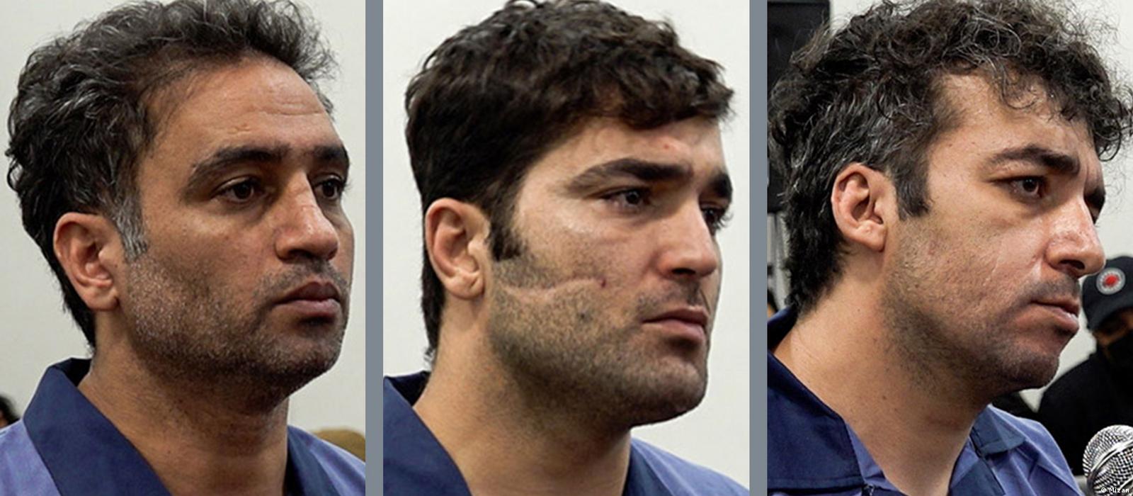 Saleh Mirhashemi (left to right), Majid Kazemi, and Saeid Yaqoubi were executed early on May 19.