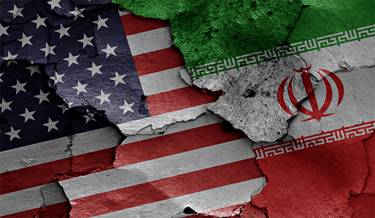 علم الأمريكي والإيراني