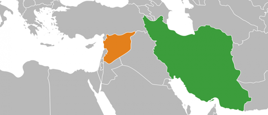 خارطة سوريا و إيران في الشرق الأوسط