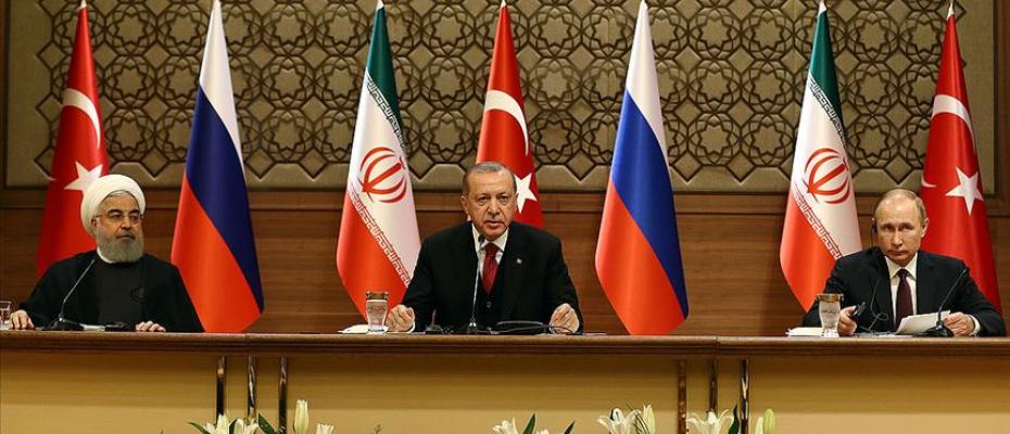 Üçlü toplantıda Erdoğan, Ruhani ve Putin, bildiklerini okudu