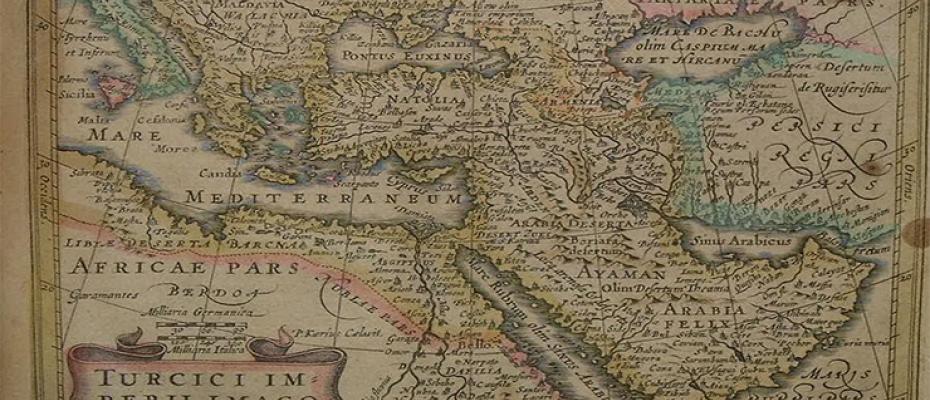 خارطة لعام 1634 لميركاتور وهندويس باللاتينية «sinus arabicus» أي الخليج العربي