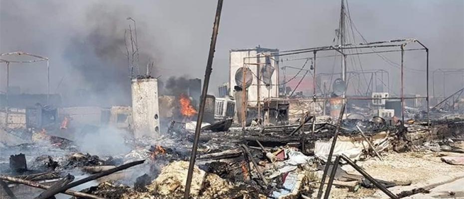 الحريق في مخيم شاريا